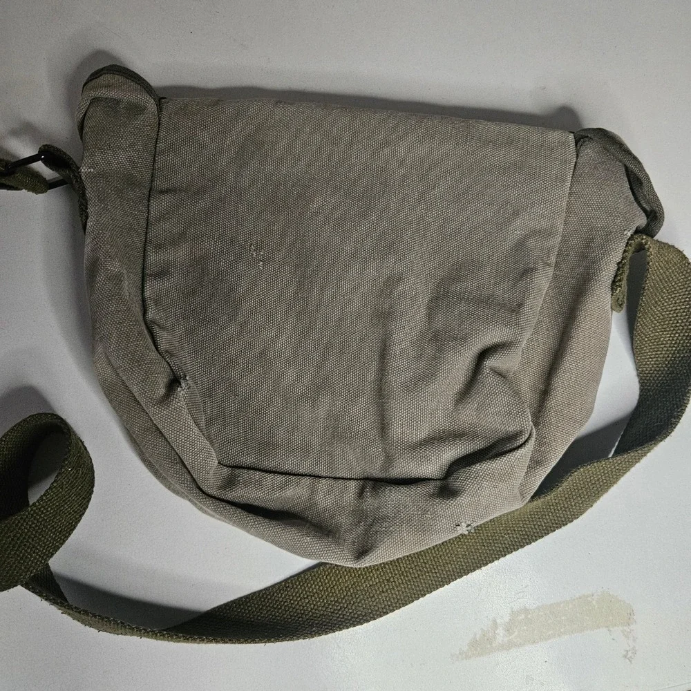 Vintage Canvas Messenger Bag Khaki Olive Green Military Style Crossbody Satchel